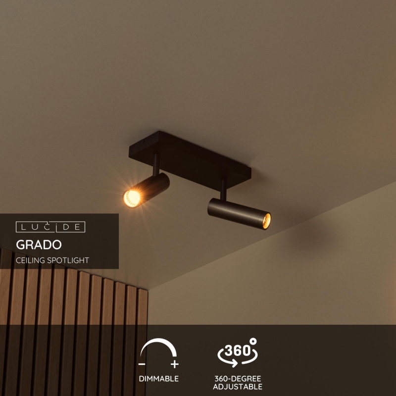 Lucide GRADO - Ceiling spotlight - 2xGU10 (MR11) - Grey iron